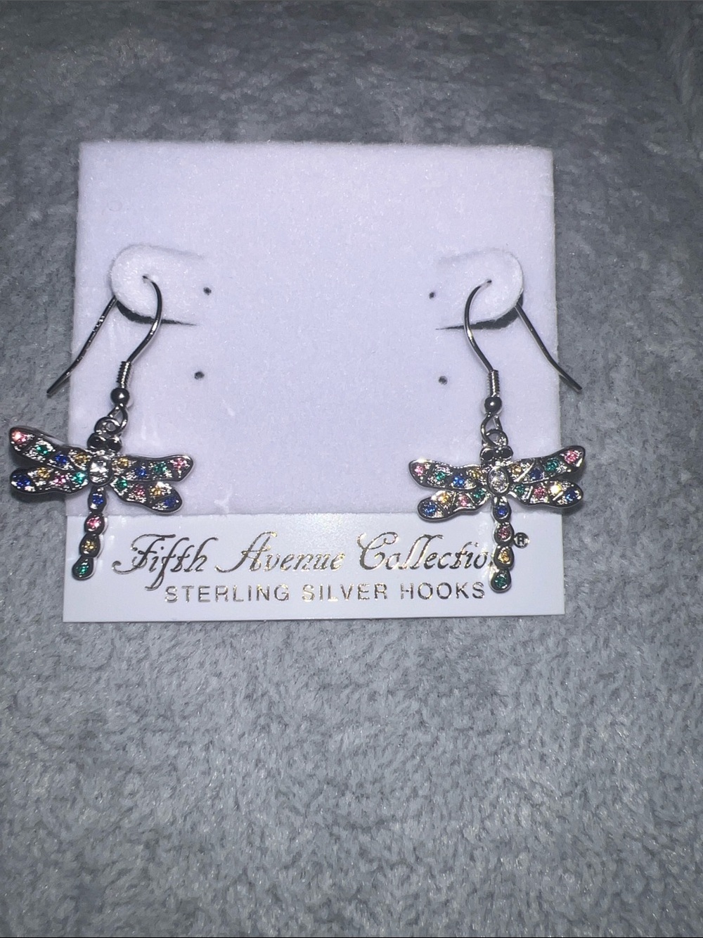 Fifth Avenue Collection Multicolor Dragonfly Sterling Silver Hook Earrings